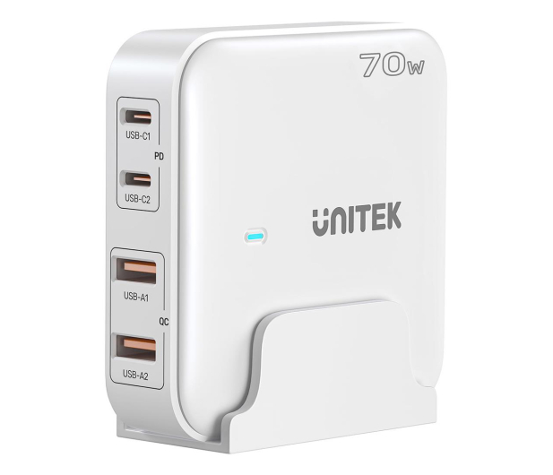 UNITEK Ładowarka biurkowa GaN 70W 2x USB-A 2x USB-C P1228AWH - 1221794 - zdjęcie
